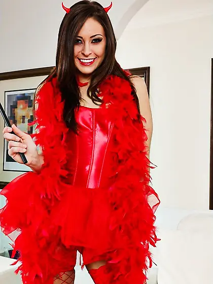 Celeste Star takes her sexy red gown off and shows us her perky