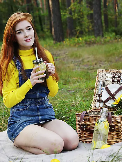 Redhead teen's picnic ends with something absolutely deligh