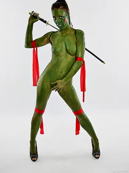 Sexy wild brunette covered