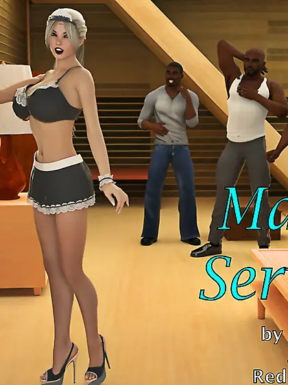 Three black guys enjoy hot blonde maid prostitute