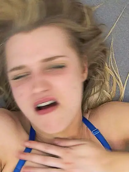 Blonde babe blue bikini