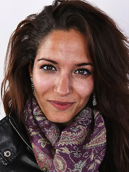 Sexy wild brunette smiles