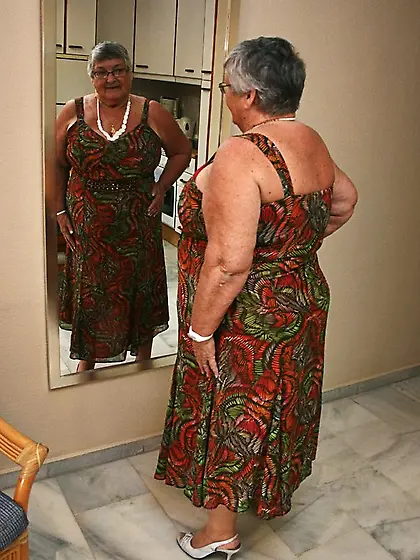 Elegant platinum blonde grandma