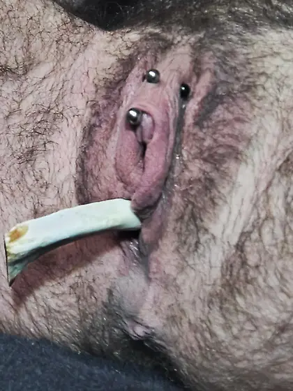 Weird objects in my pierced boy pussy
