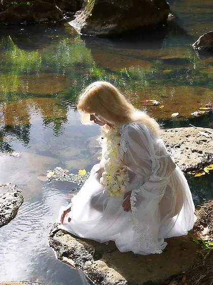 Sweet blonde Jane A shows off her pale figure adorned with perky