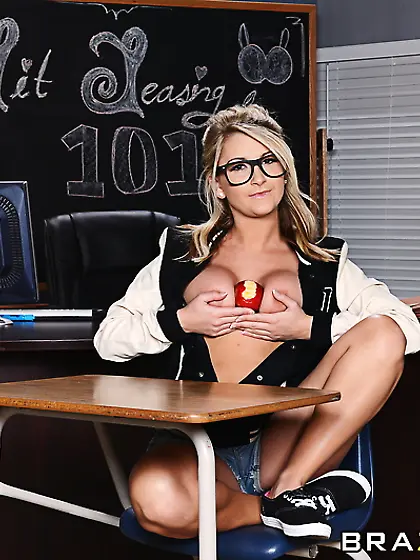 Pretty blonde teacher sexy