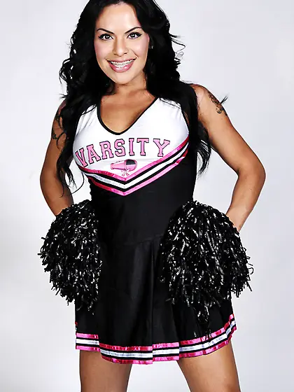 Busty black haired tranny