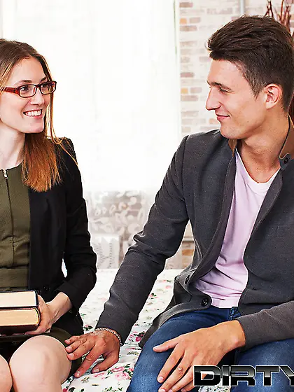 Redhead babe slender body