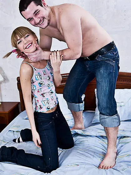 Fragile minx doesn't mind if impudent boyfriend roughly fucks he