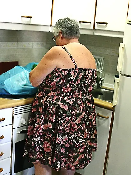 Tempting platinum blonde grandma