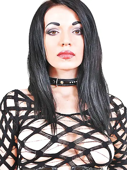 Gothic girl in black sexy lingerie charms with a variety of sedu