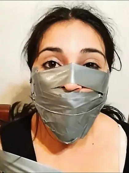 Stepdaughter With Bridged OTN Duct Tape Gag - Selfgags