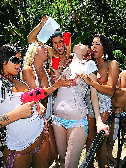 The frisky girls Amia Moretti and Phoenix Askani have fun in the