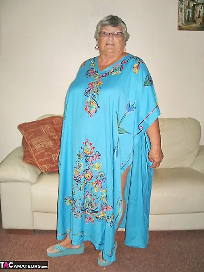 Engaging elderly blonde teal