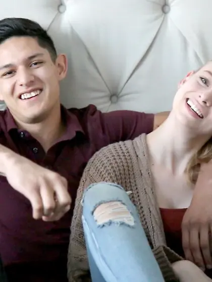 Young lovers camera bedroom