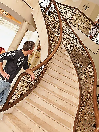 This alluring hottie with large natural boobs blows a schlong an