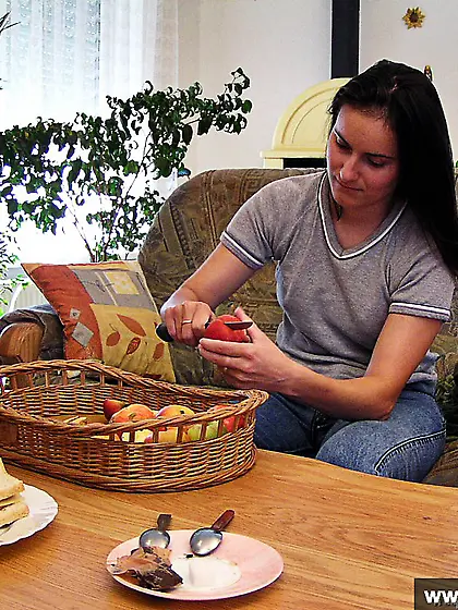 MILF brunette getting her shaved pussy fucked by her old