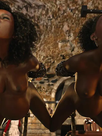 Black girls impaled waiting to be spitroasted