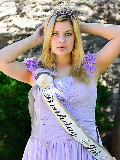 Pretty curvy gal celebrates