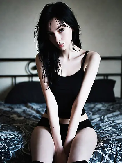 Emo goth young teen girl