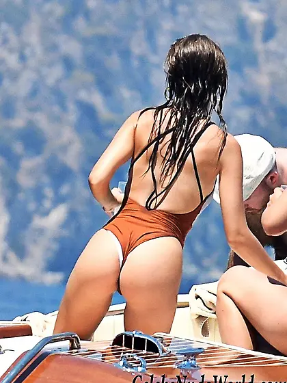 Emily Ratajkowski In Revealing G String Swimsuit On A Boat In It