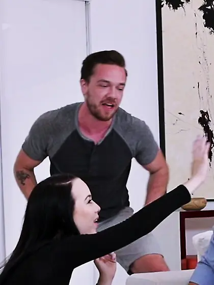 Slim brunette enjoys hard