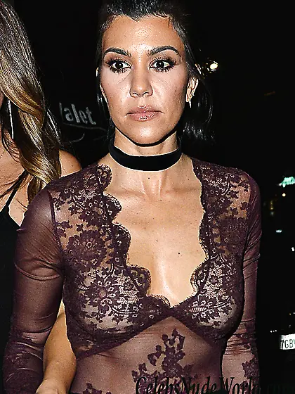 Kourtney Kardashian Braless In A See Through Top At The Nice Guy
