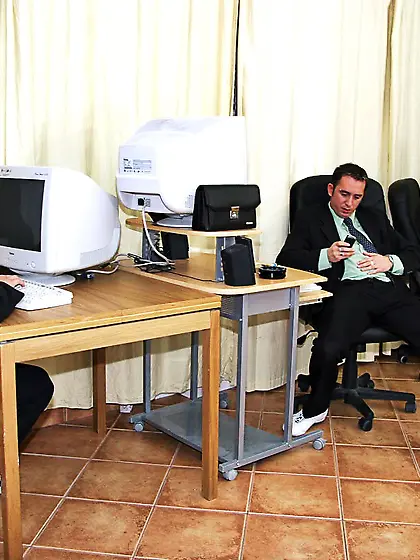 Cute brunette trainee seduced