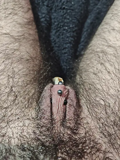 Weird objects in my pierced boy pussy