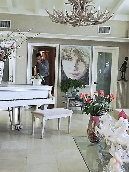 Brunette fishnet ass-less stockings