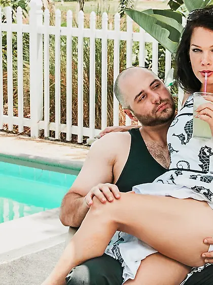 Gorgeous shemale teases bald