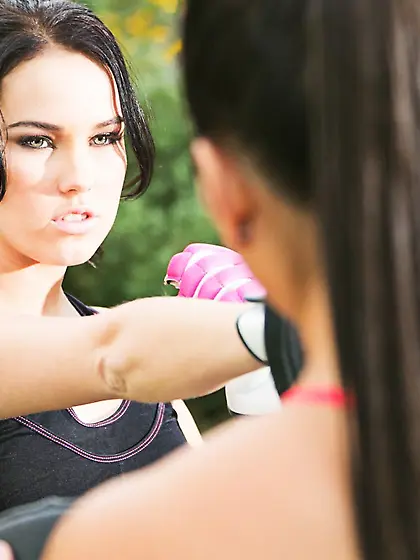 Adriana Luna and Megan Rain had a karate training and hotly exci