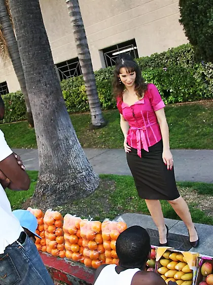 Slutty milf Syren De Mer has two black monster cocks stretching