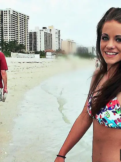 Hot brunette Michelle Bella gets picked up for some hardcore fun