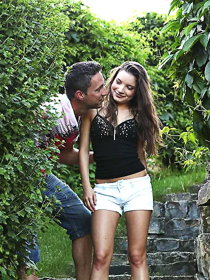 Naked teen Anita Bellini giving hot headjob and eating the cum s