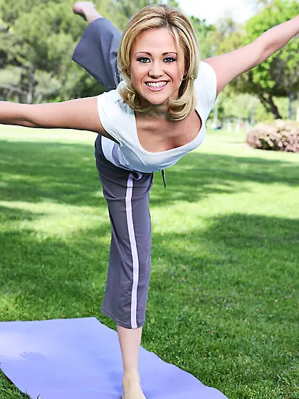 Beautiful blonde yoga girl