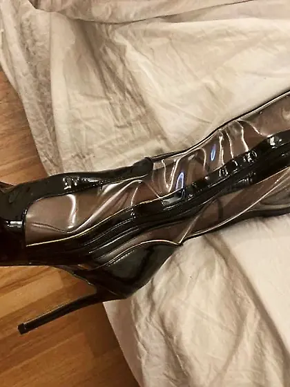Clear PVC Plastic Boots and Nylons 3