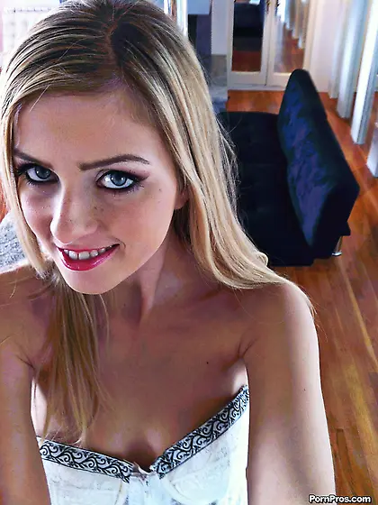 Long haired young model in sexy lingerie takes it off and gets d