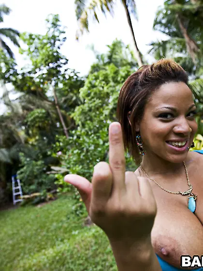 Ebony lady having tremendous melons is sucking big cock being ab