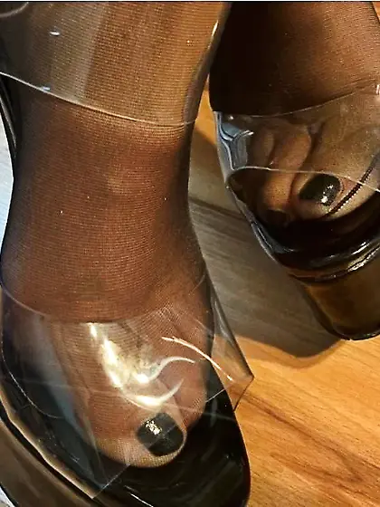 Black and Clear PVC Porn High Heel Boots