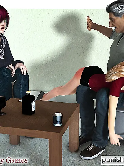 Mature gent spanks a young,  naughty blonde