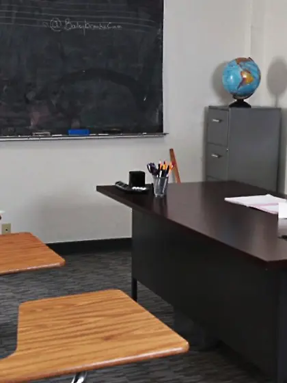 Blonde sexy teacher fucks student