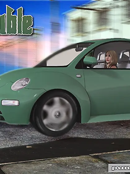 Careless blonde hits a stranger with her...