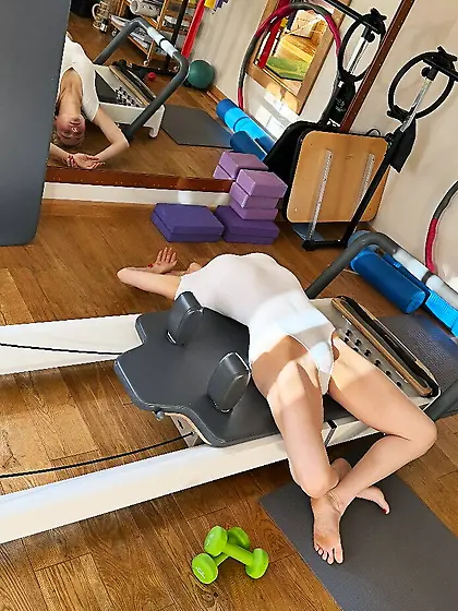 Hayley Bennett doing pilates