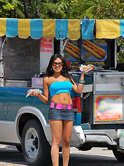 Busty brunette bitch Lina Crown strips her clothes and shows her