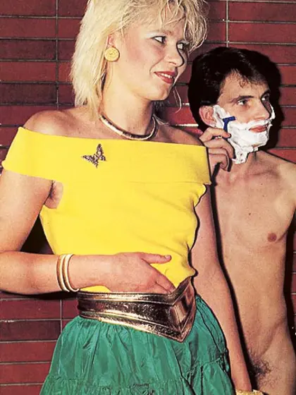 Lucky guy shaving retro