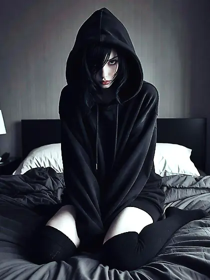 Emo goth young teen girl