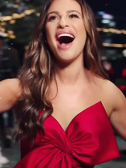 Lea Michele - red Christmas dress