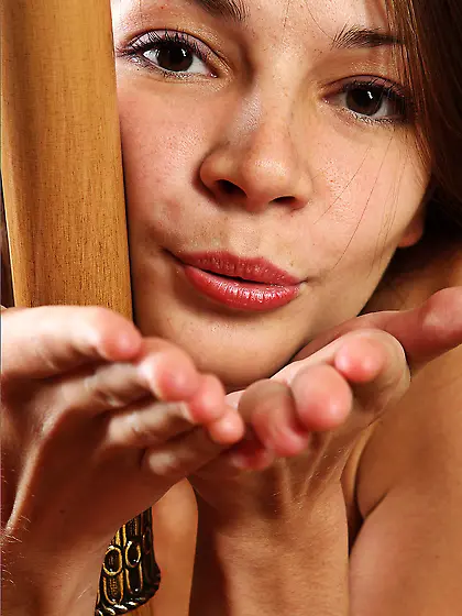 Nicole plays around with the lamp.