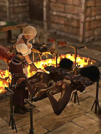 Black girls impaled waiting to be spitroasted